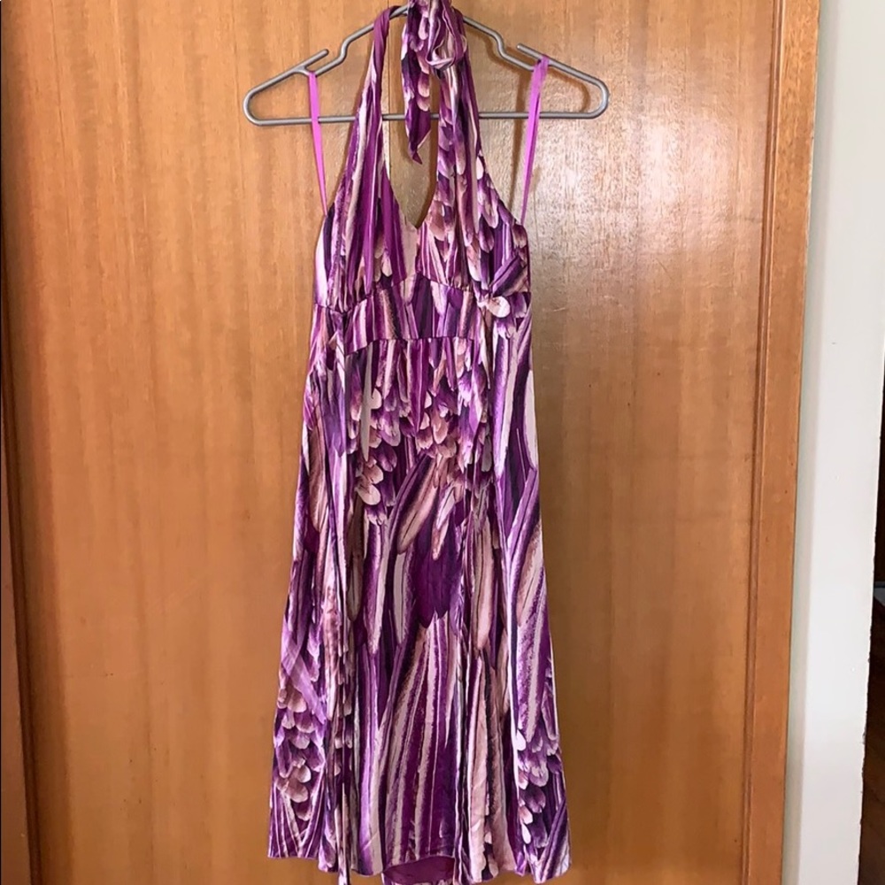 Silk Feather Halter Dress